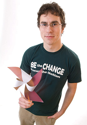 Picture of man holding windmill