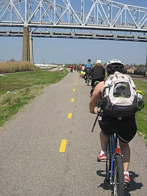 Picture of Auggies biking in New Orleans.