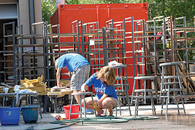 Picture of students cleaning