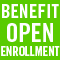 benefit open enrollment text overlaid on a green background